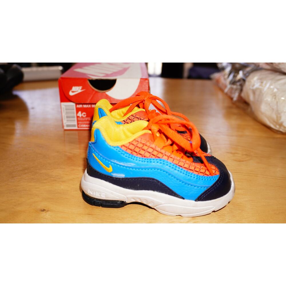 Nike Air Max 95 Toddler Size 4C Bright Crimson Amarillo Blue Kids Shoes - Picture 13 of 16